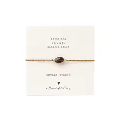 A Beautiful Story Gemstone Card  Smokey Quartz Armband Goud