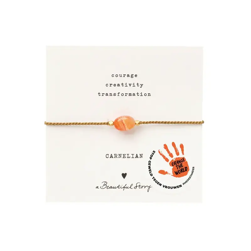A Beautiful Story A Beautiful Story Gemstone Card Carnelian Gold Bracelet