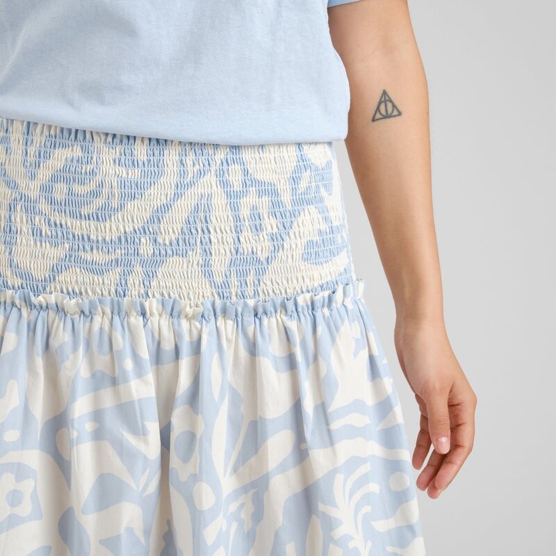 Dedicated Dedicated Rokje Tranholmen Poplin Wonky Beach Skyway Blue