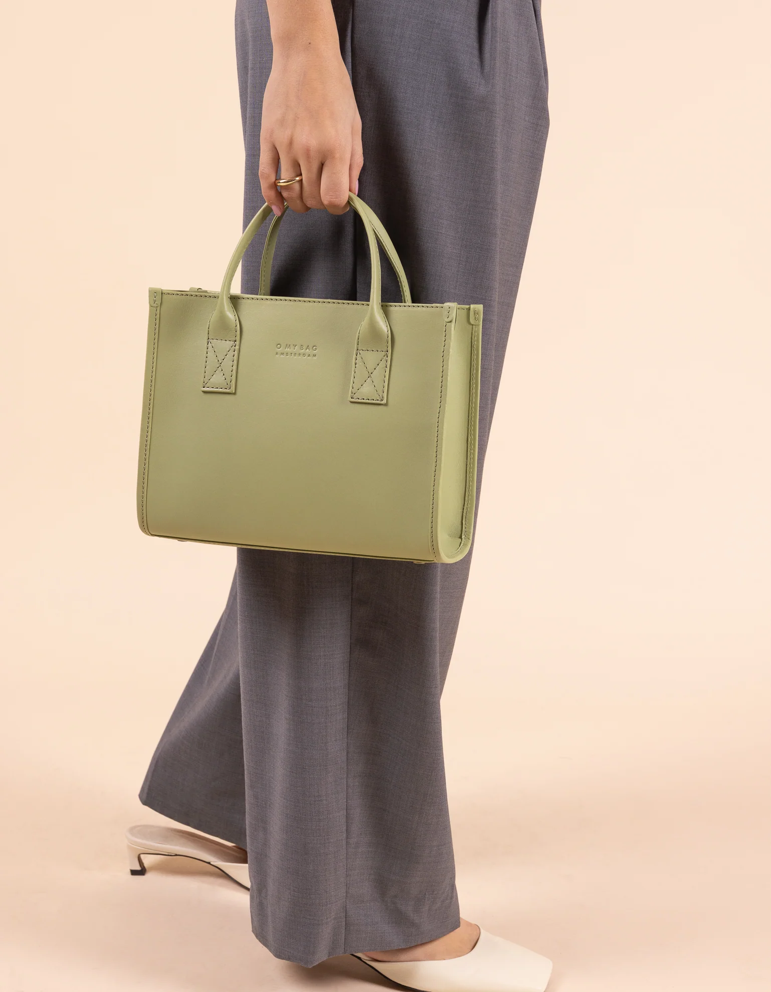 O My Bag O My Bag Jackie Midi Tea Green Classic Leather