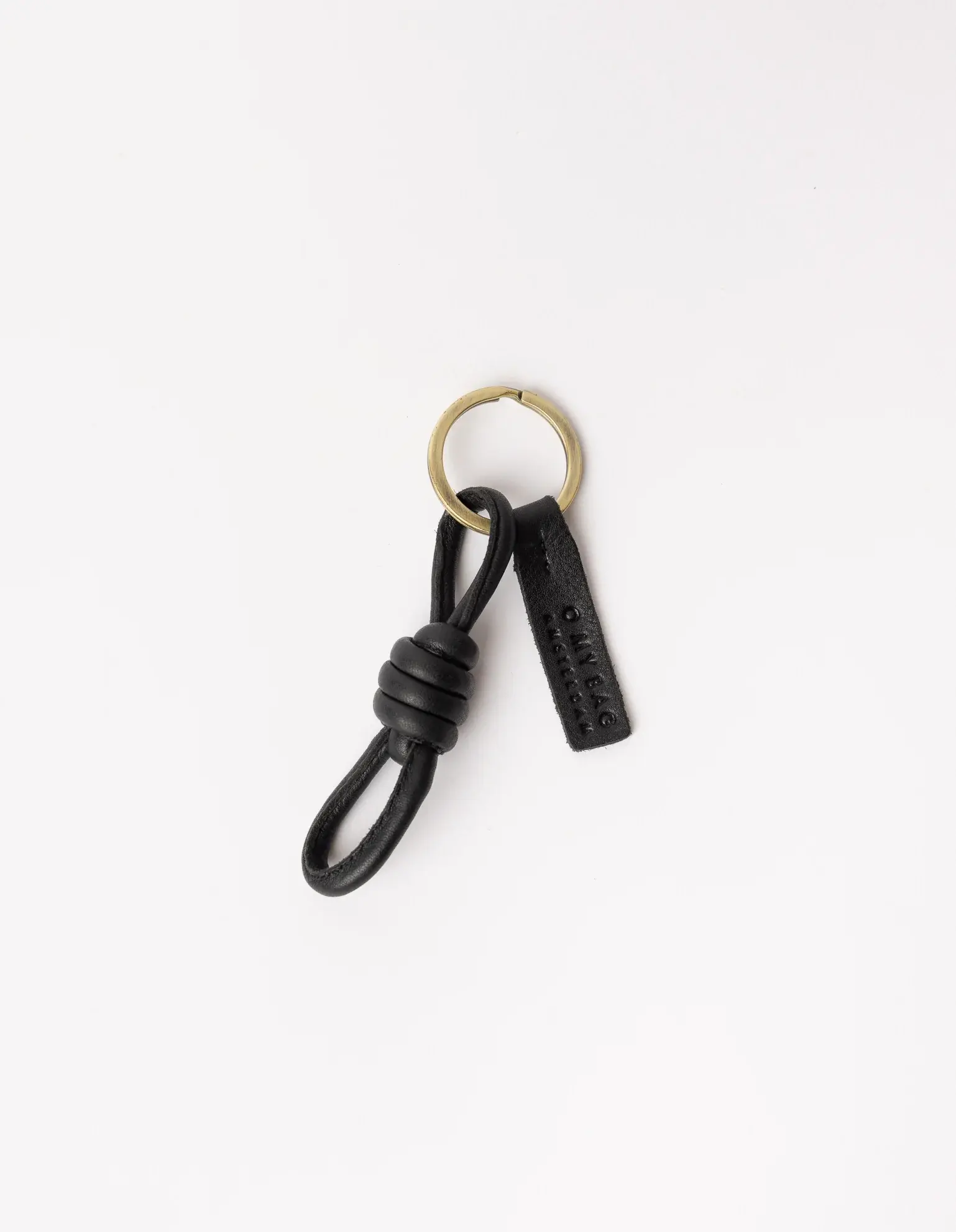 O My Bag O My Bag Knotted Keychain Soft Grain Leather Black