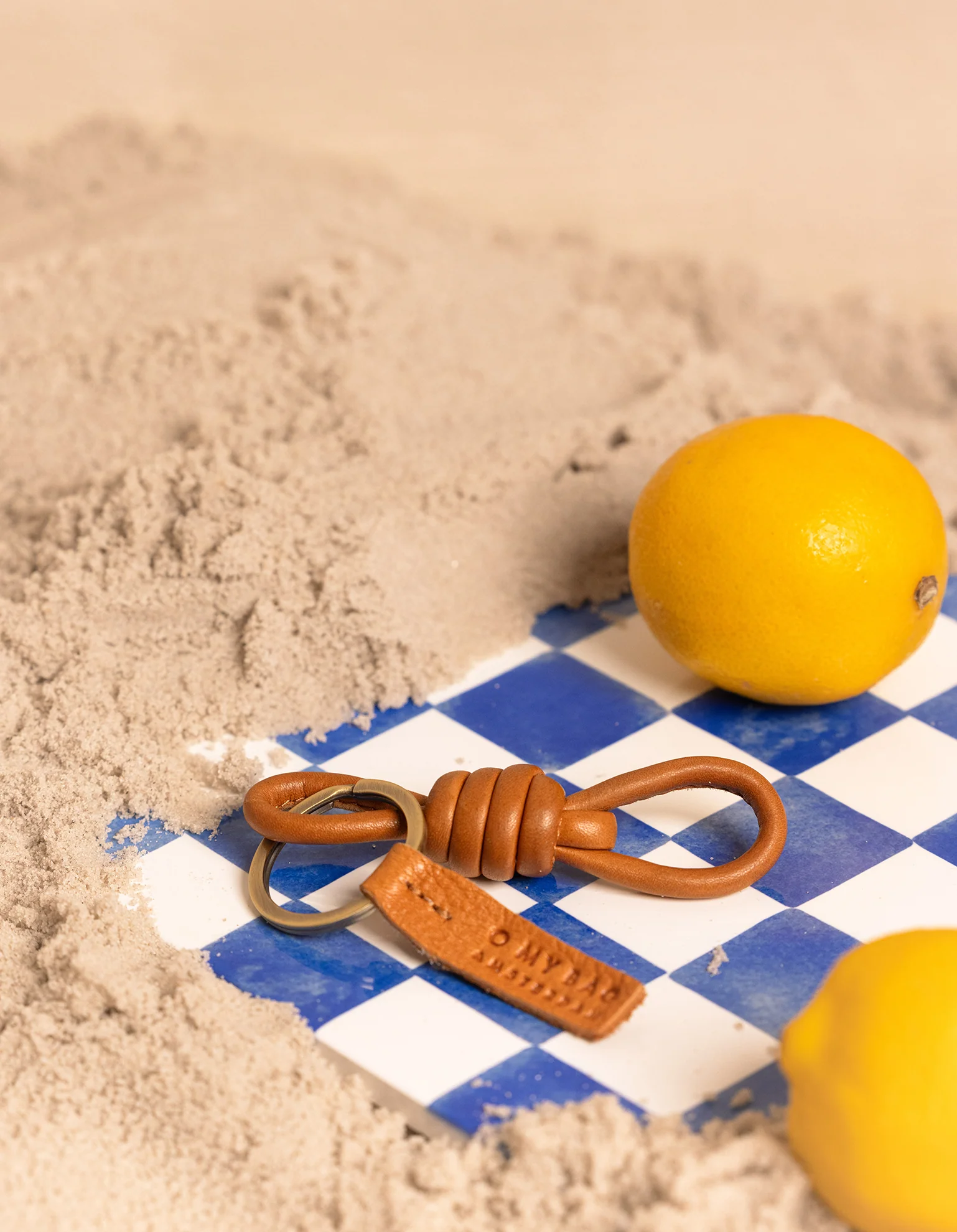 O My Bag O My Bag Knotted Keychain Soft Grain Leather Wild Oak