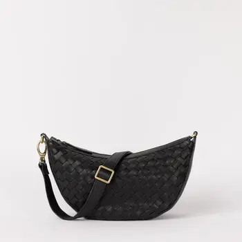 O My Bag Leo Black Woven Soft Grain Leather