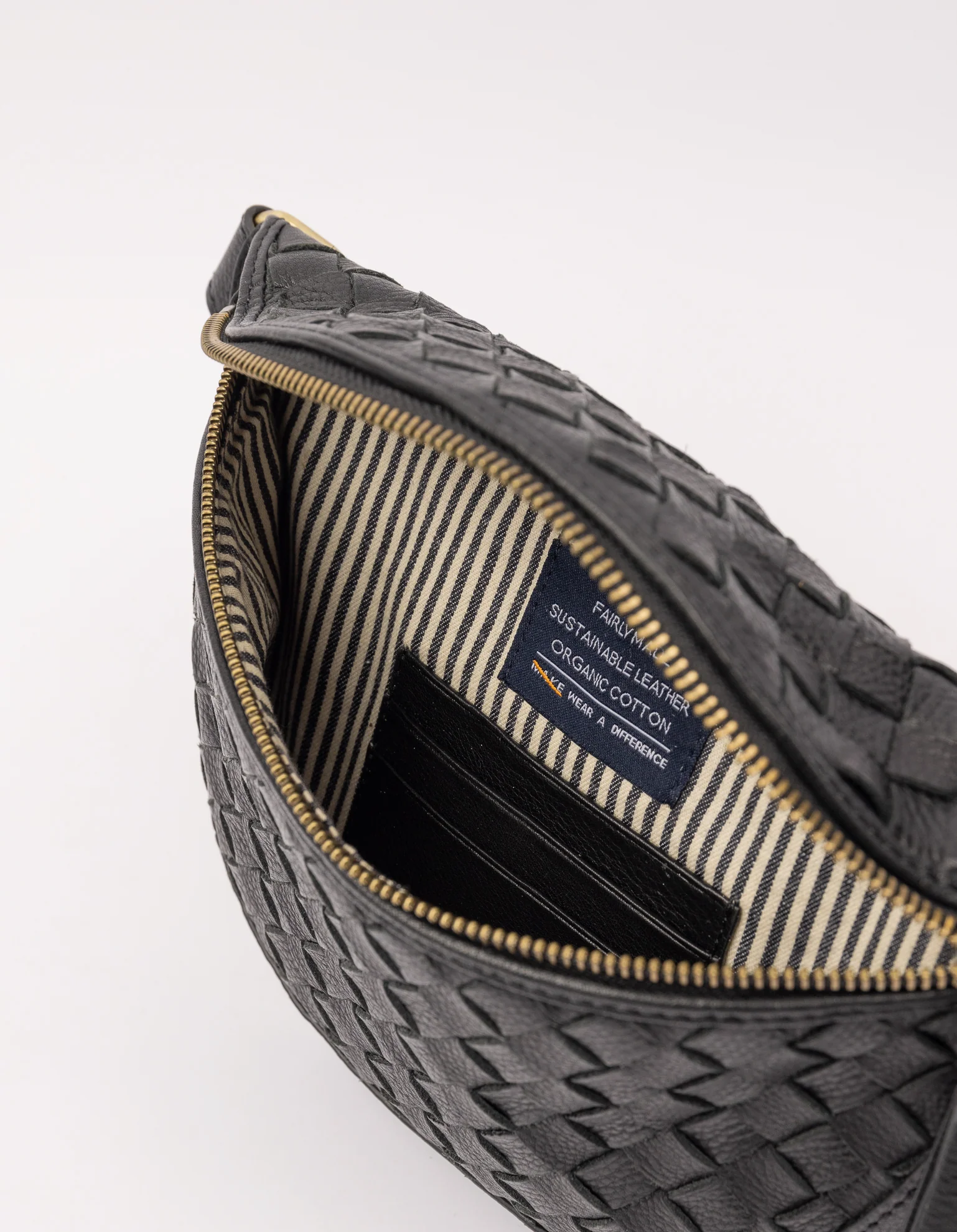 O My Bag O My Bag Ray Bum Bag Woven Soft Grain Leather Black "OMB-E197NW	"