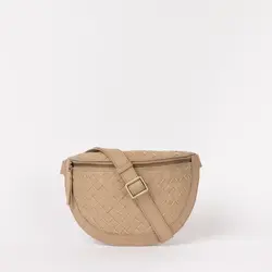 O My Bag Ray Bum Bag Woven Soft Grain Leather Sand