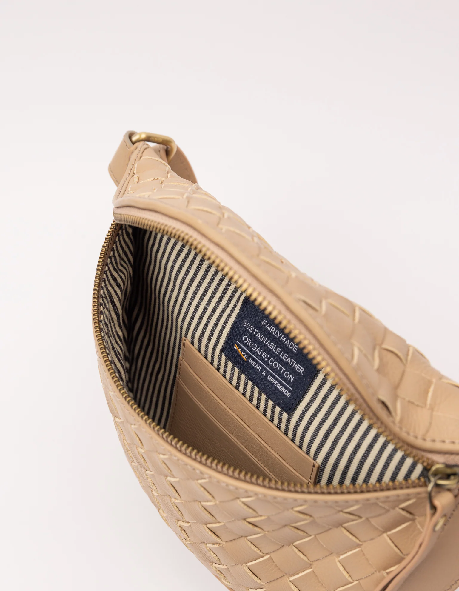 O My Bag O My Bag Ray Bum Bag Woven Soft Grain Leather Sand