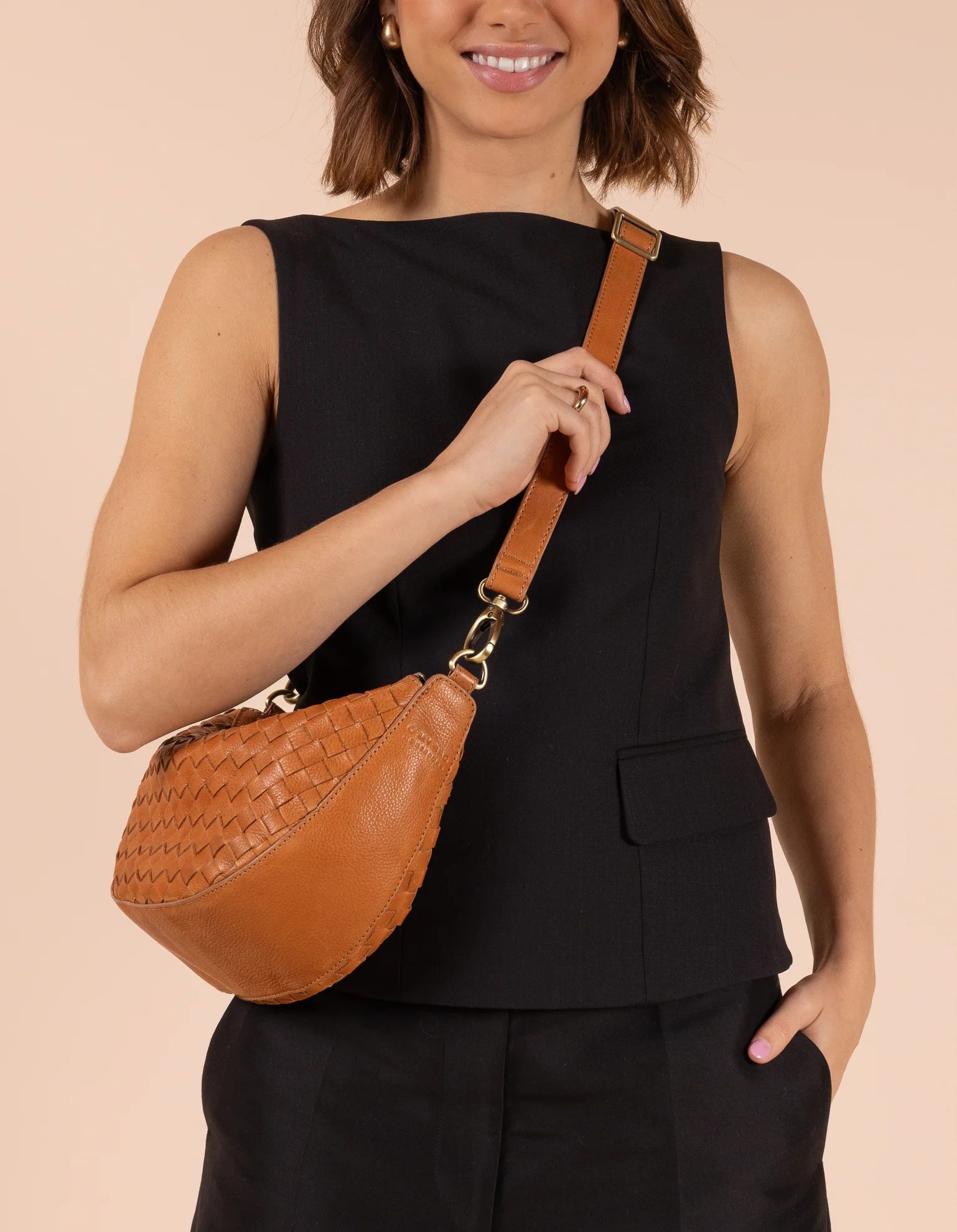 O My Bag O My Bag Leo Wild Oak Woven Soft Grain Leather