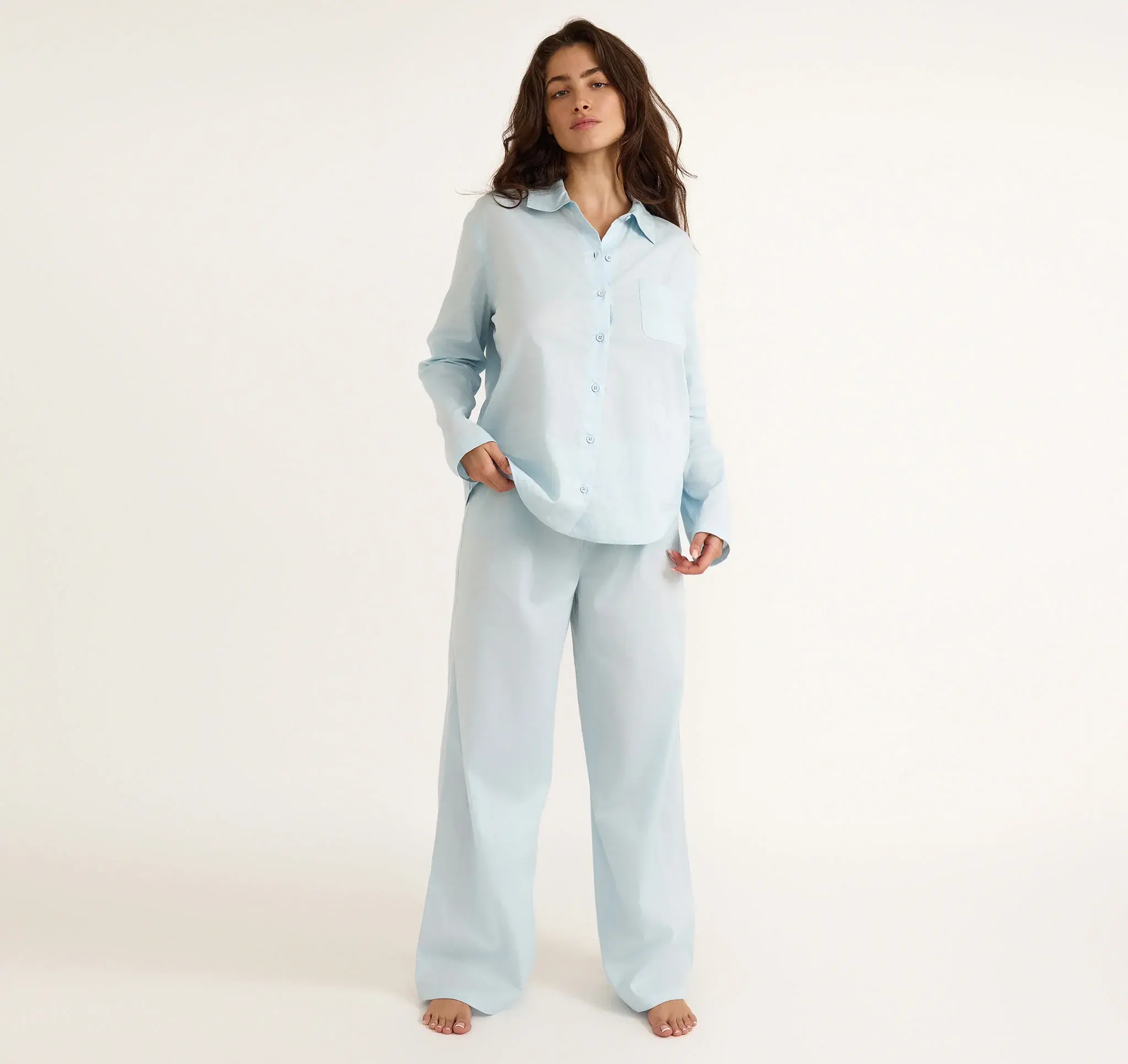 Organic Basics Organic Basics  Core Sleep Poplin Pants Light Blue