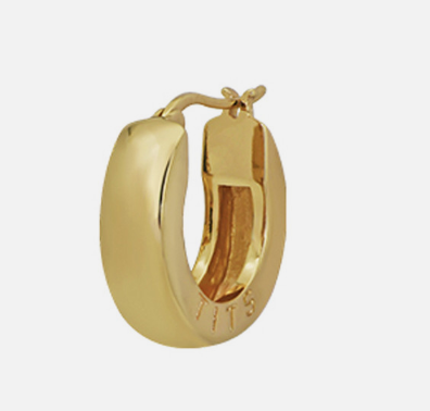 T.I.T.S. TITS Logo Hoop Ear Ring Gold