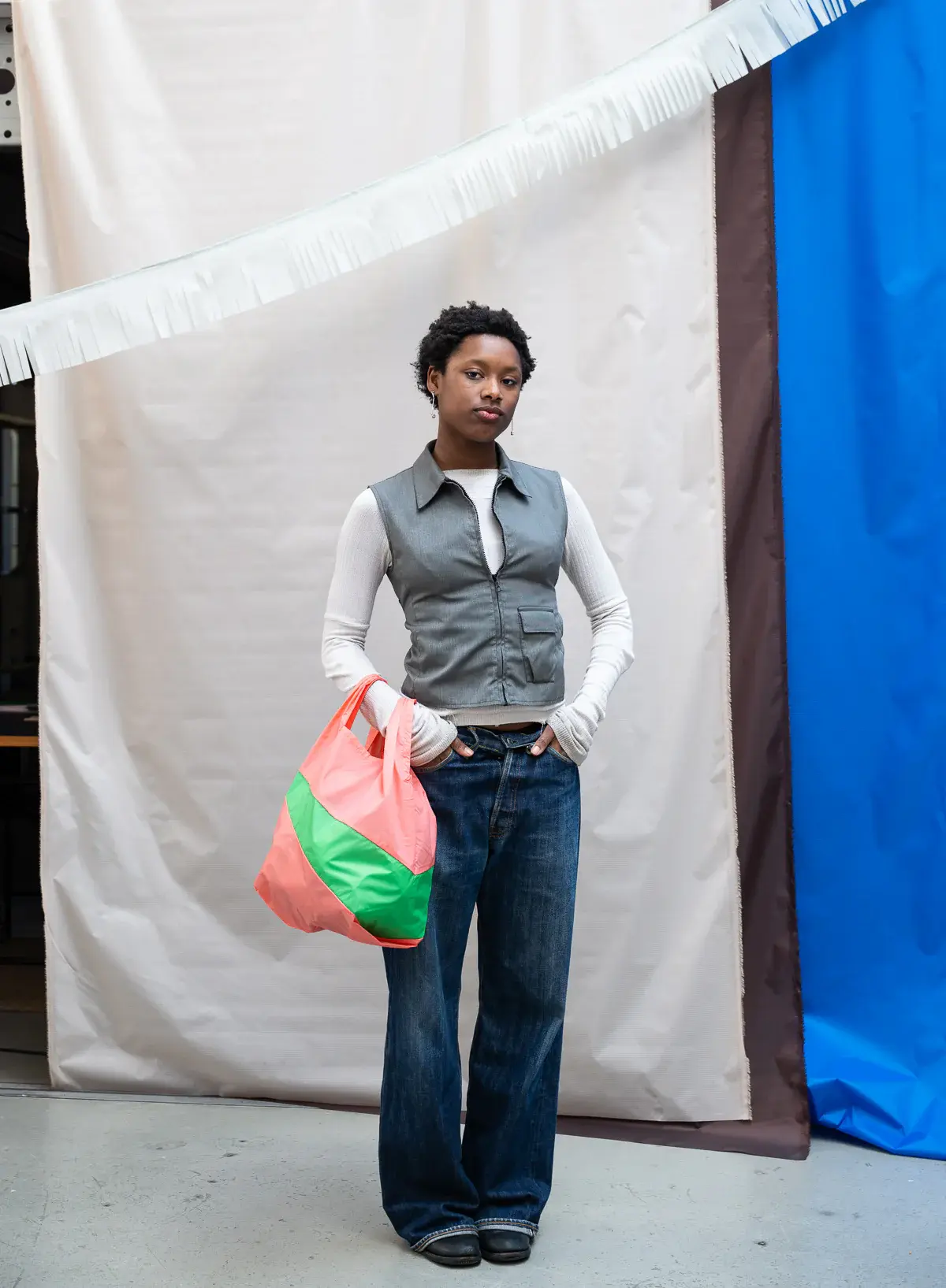 Susan Bijl Susan Bijl The New Shopping Bag Coral & Greenscreen