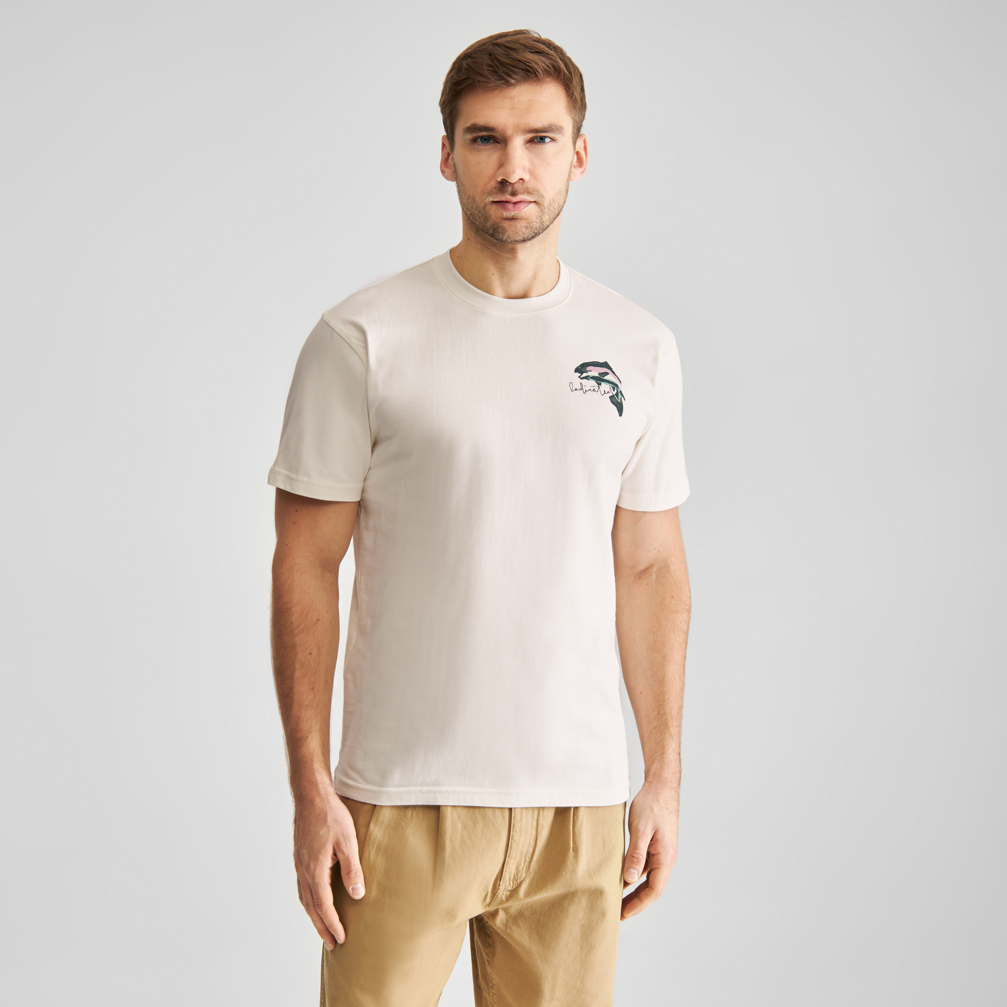 Dedicated Dedicated T-Shirt Stockholm Cut Out Trout Off White