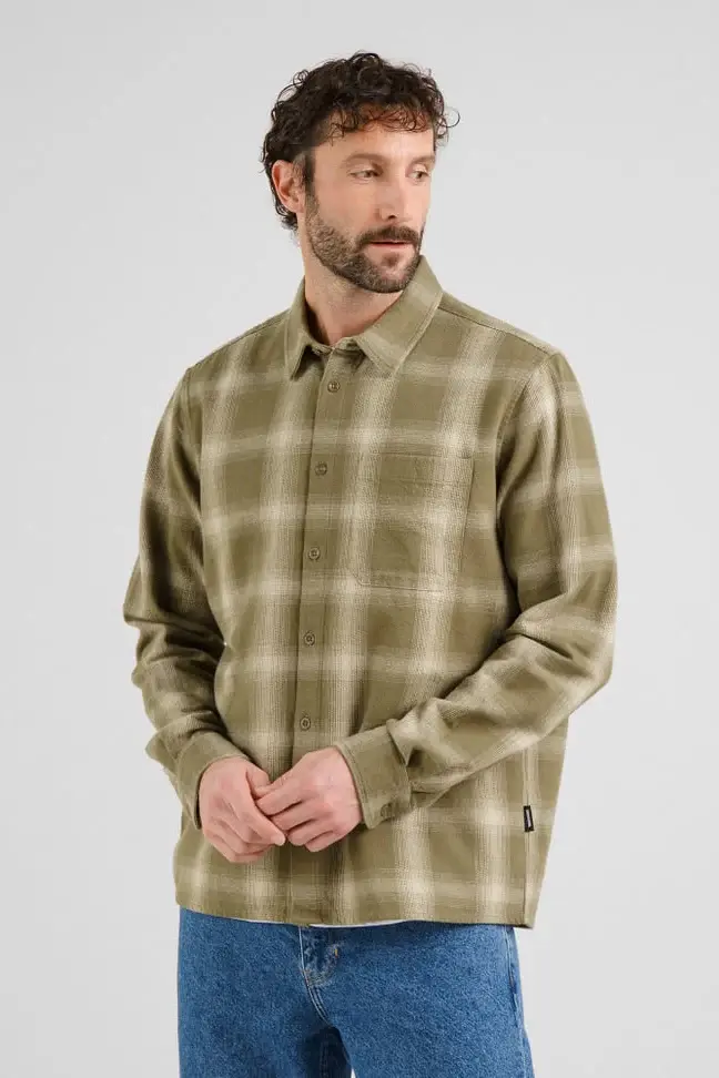 Dedicated Dedicated Shirt Rute Flannel Shadow Check Leaf Green