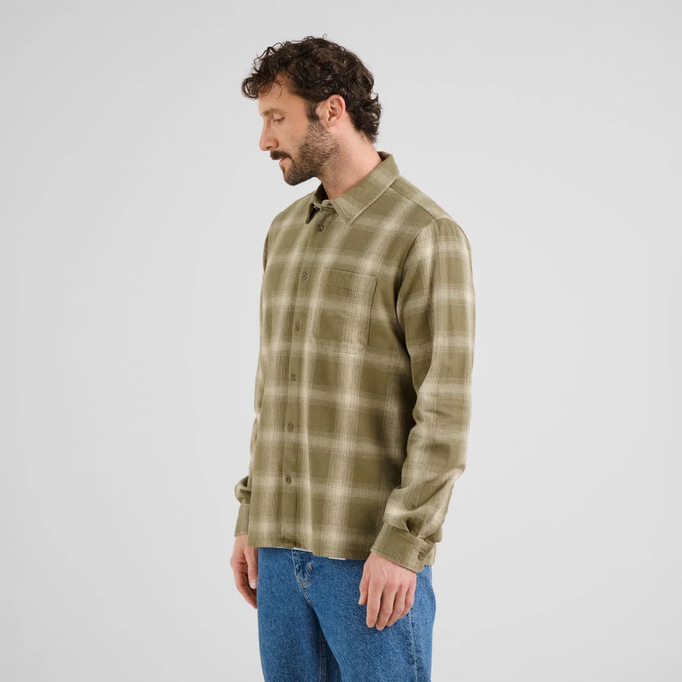 Dedicated Dedicated Shirt Rute Flannel Shadow Check Leaf Green