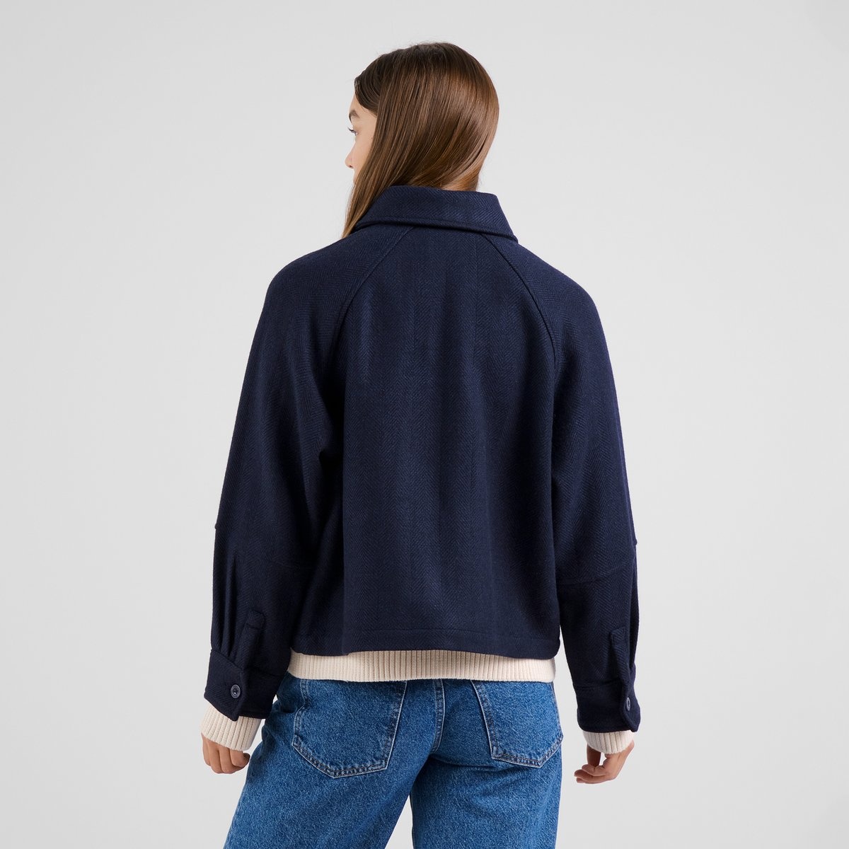 Dedicated Dedicated Wool Jacket Nabben Herringbone Navy