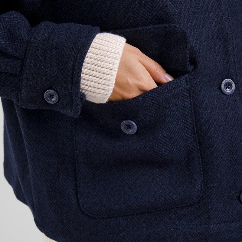 Dedicated Dedicated Wool Jacket Nabben Herringbone Navy