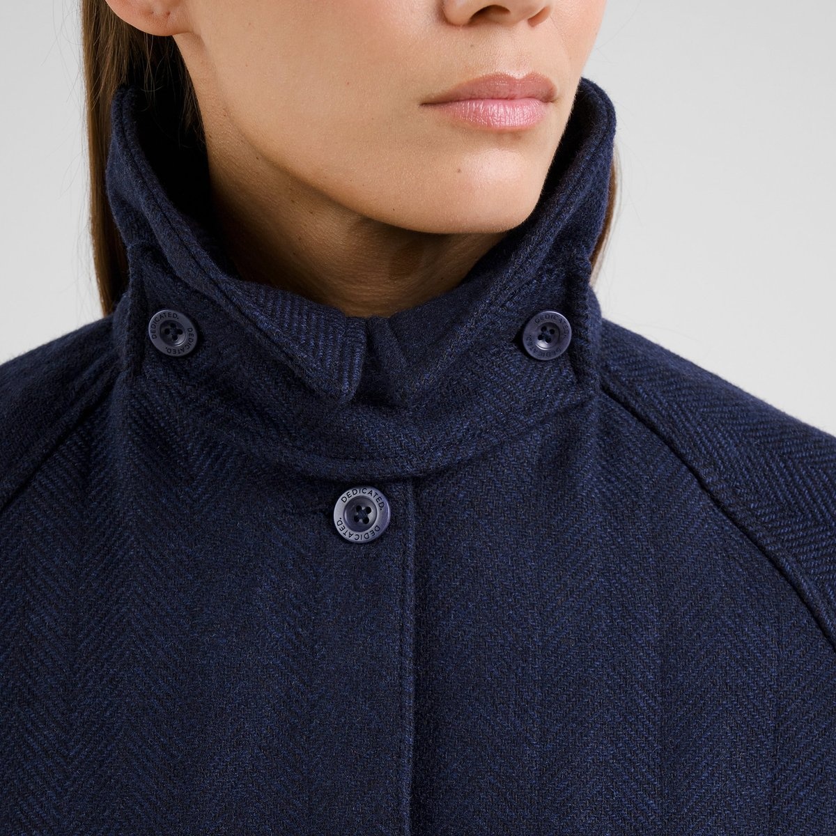 Dedicated Dedicated Wool Jacket Nabben Herringbone Navy