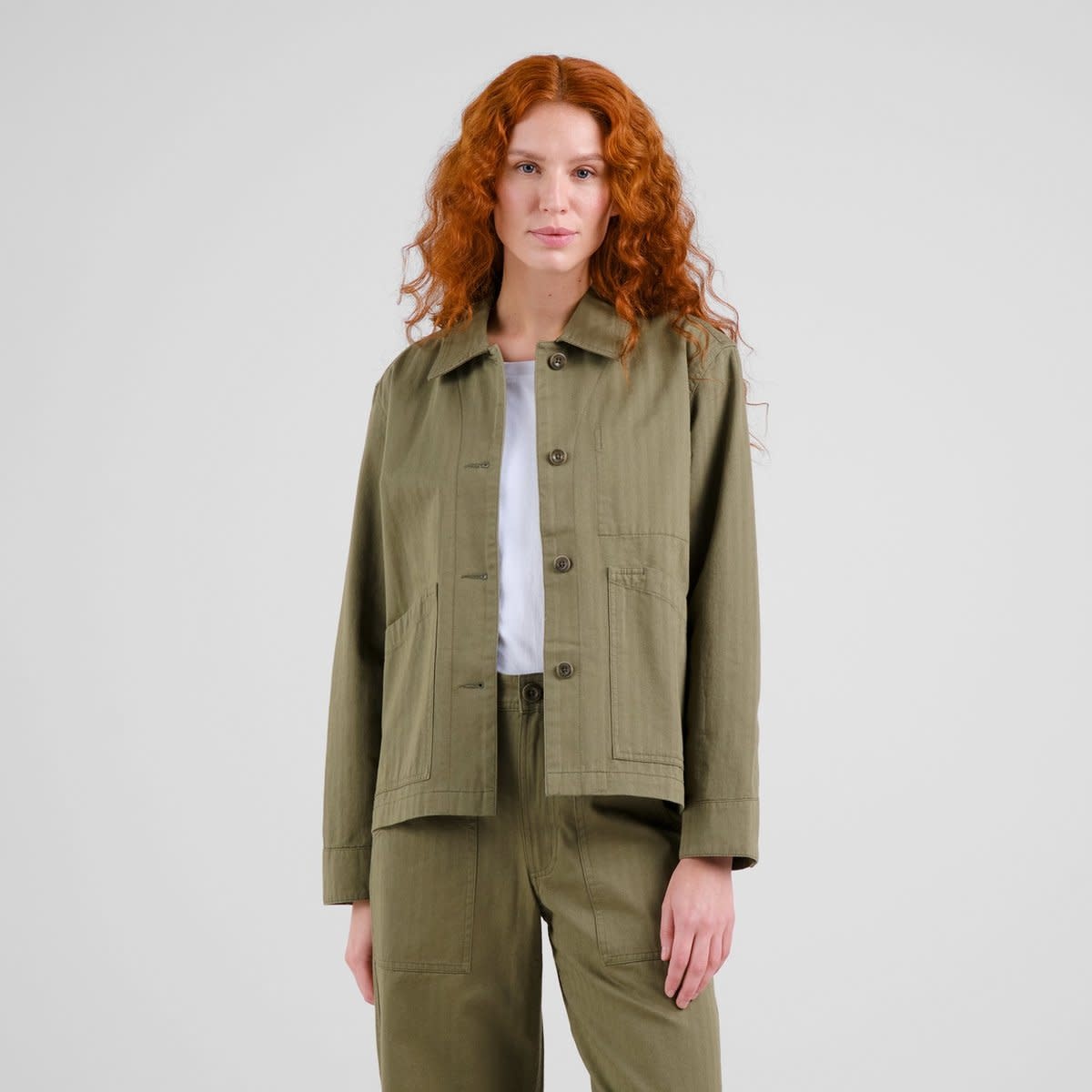 Dedicated Dedicated Jacket Stiby Herringbone Leaf Green