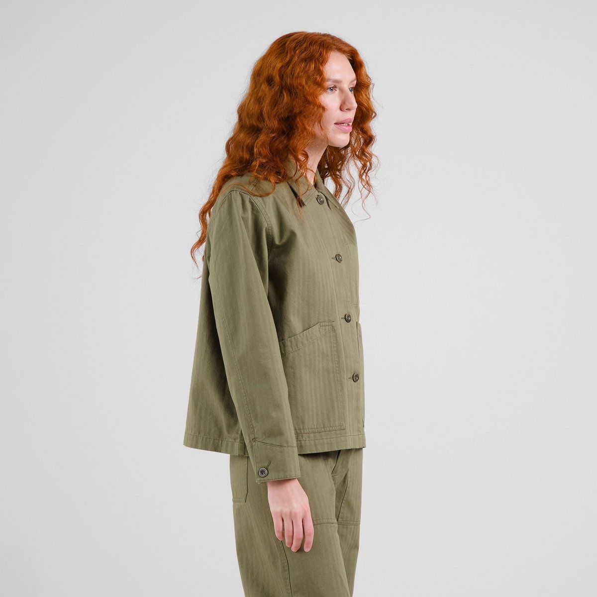 Dedicated Dedicated Jacket Stiby Herringbone Leaf Green
