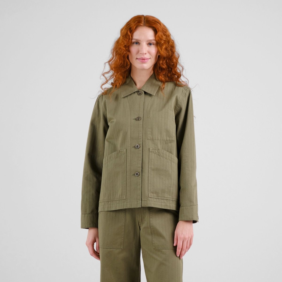 Dedicated Dedicated Jacket Stiby Herringbone Leaf Green