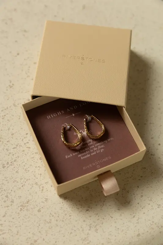 Riverstones Riverstones Tide Hoops Gold Medium