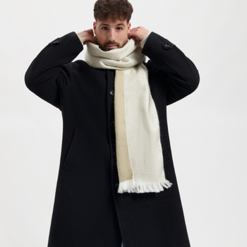 Alpaca Loca Sjaal Dubbelzijdig Beige en Wit