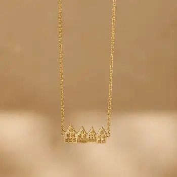 Riverstones Brugge Huisjes Ketting Verguld