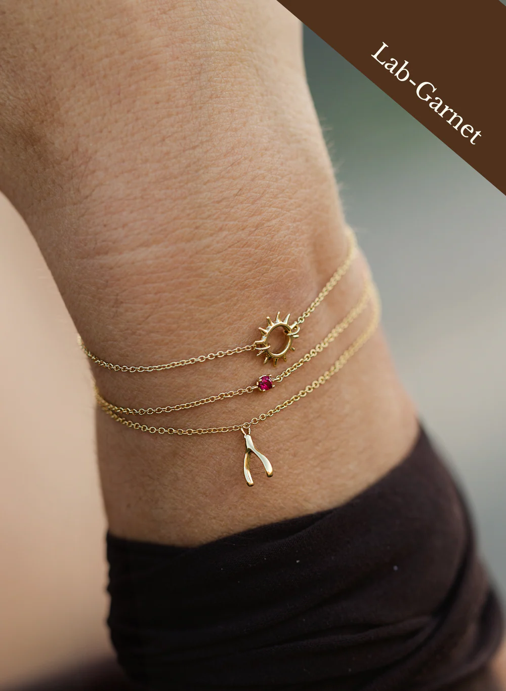 Riverstones Riverstones Garnet Armband Goud