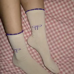 Alfredo Gonzales Femme Socks Ruffle Coquette Bow Off White