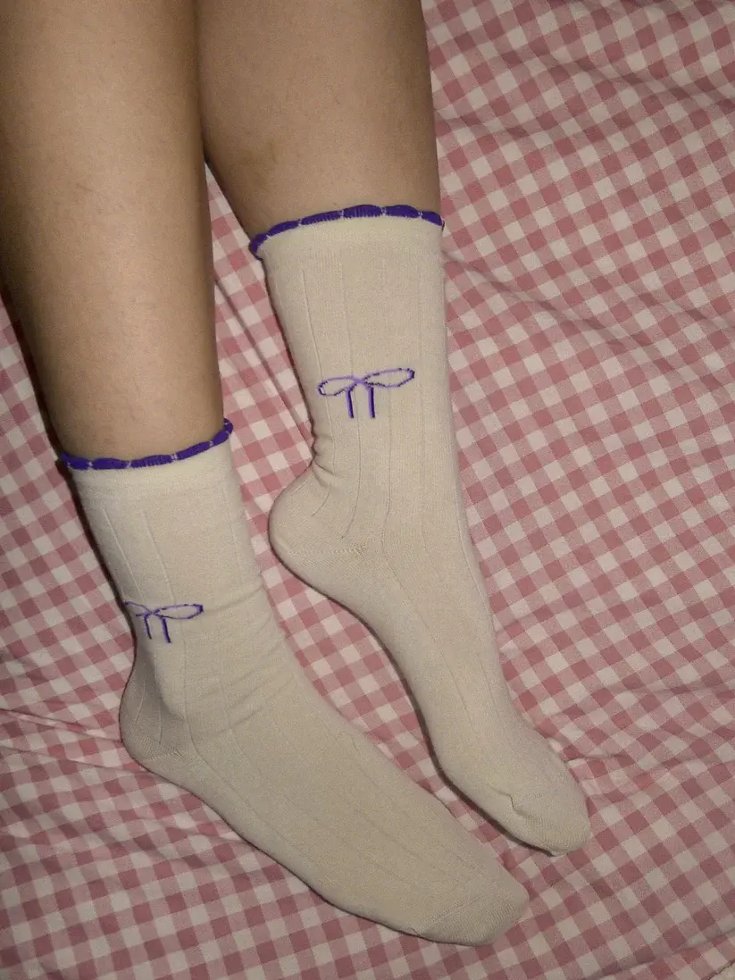 Alfredo Gonzales Alfredo Gonzales Femme Sokken Ruffle Coquette Bow Off White