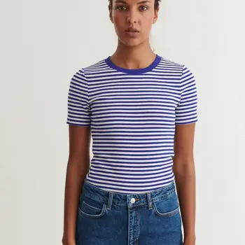 Basic Apparel Ludmilla O-Neck - Sodalite Blue / Whisper White