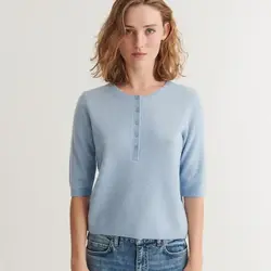 Basic Apparel Selem Granddad Tee - Light Blue