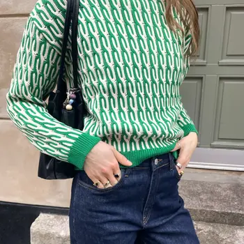 Basic Apparel Minie Sweater - Abundant Green / Whisper White