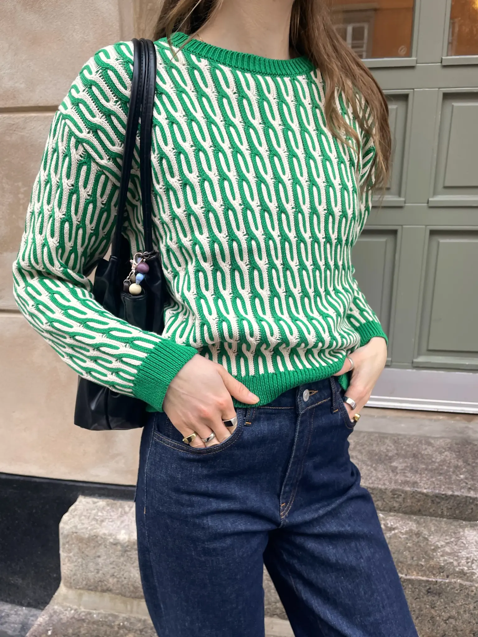 Basic Apparel Basic Apparel Minie Sweater - Abundant Green / Whisper White