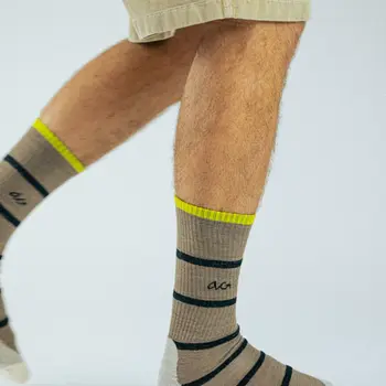 Alfredo Gonzales Merino Hike Sokken Stripe Thin Tabacco