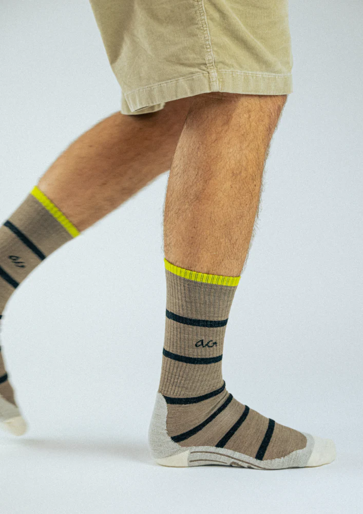 Alfredo Gonzales Alfredo Gonzales Merino Hike Sokken Stripe Thin Tabacco