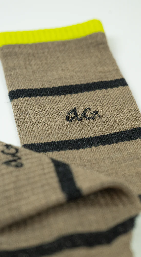 Alfredo Gonzales Alfredo Gonzales Merino Hike Sokken Stripe Thin Tabacco