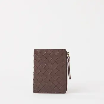 O My Bag Jamie Portemonnee Woven Chocolate Woven Soft Grain Leather