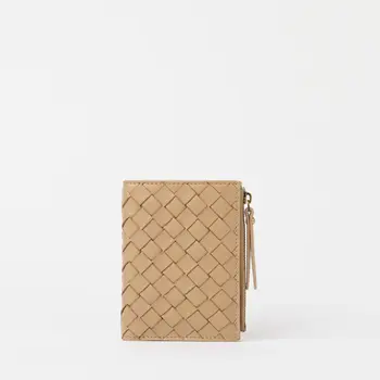 O My Bag Jamie Portemonnee Woven Sand Woven Soft Grain Leather