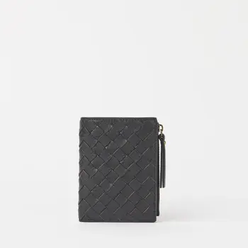 O My Bag Jamie Portemonnee Woven Black Woven Soft Grain Leather