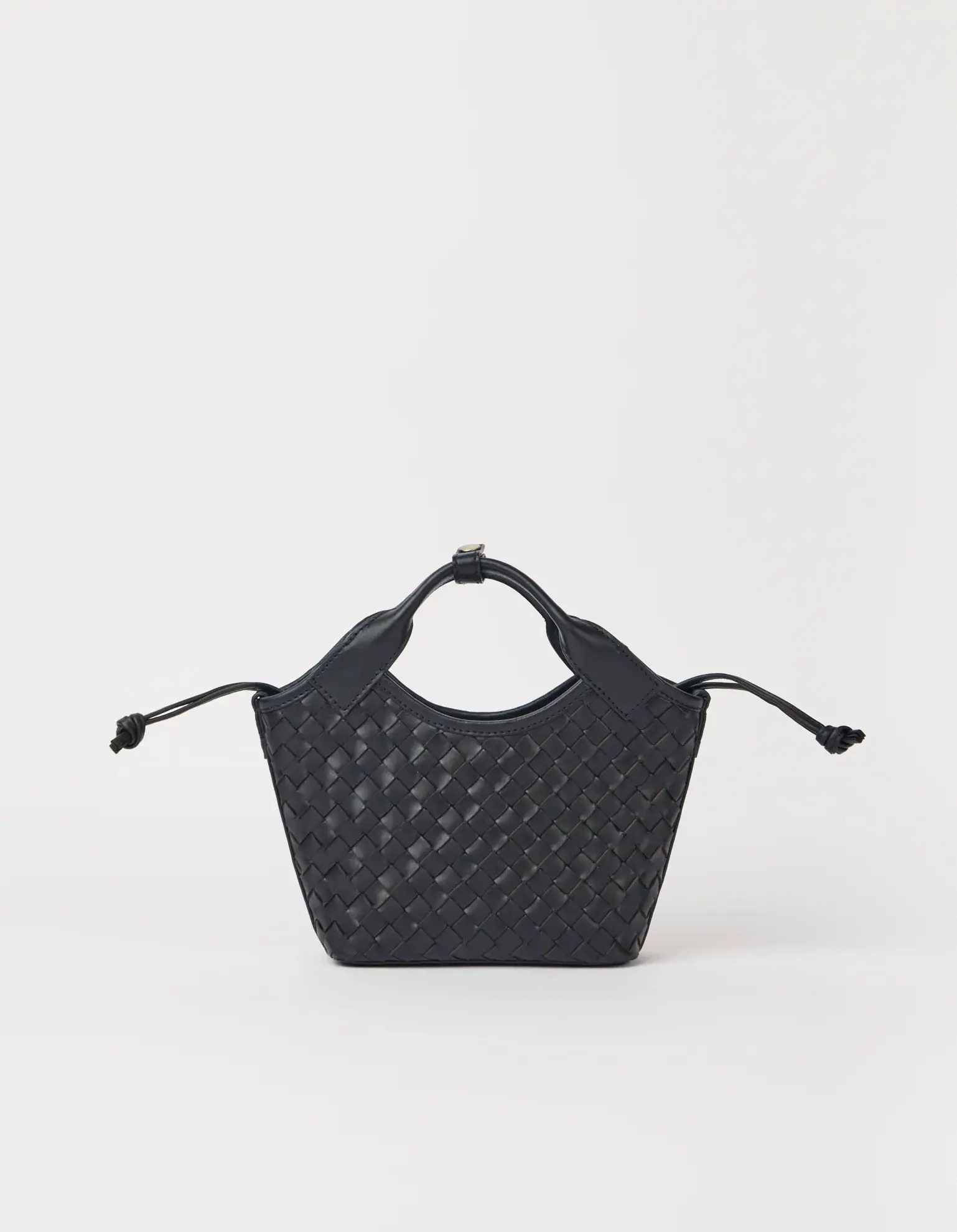 O My Bag O My Bag Mara Mini Tas Woven Classic Zwart Leer