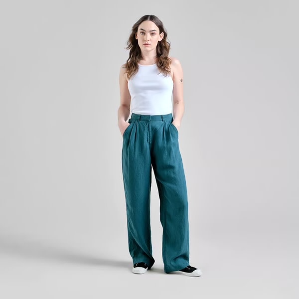 Dedicated Dedicated Pants Vickleby Linen Mediterranea Green