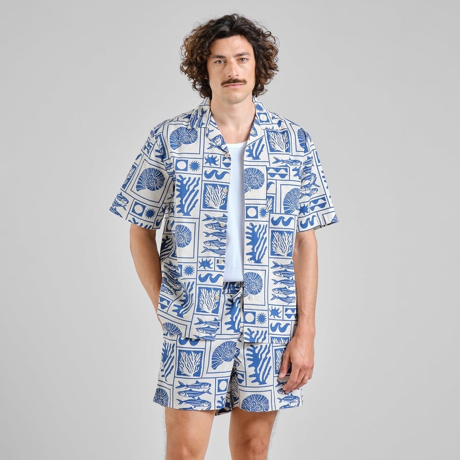 Dedicated Dedicated Shirt Stensvik Denim Pepita Cats wit