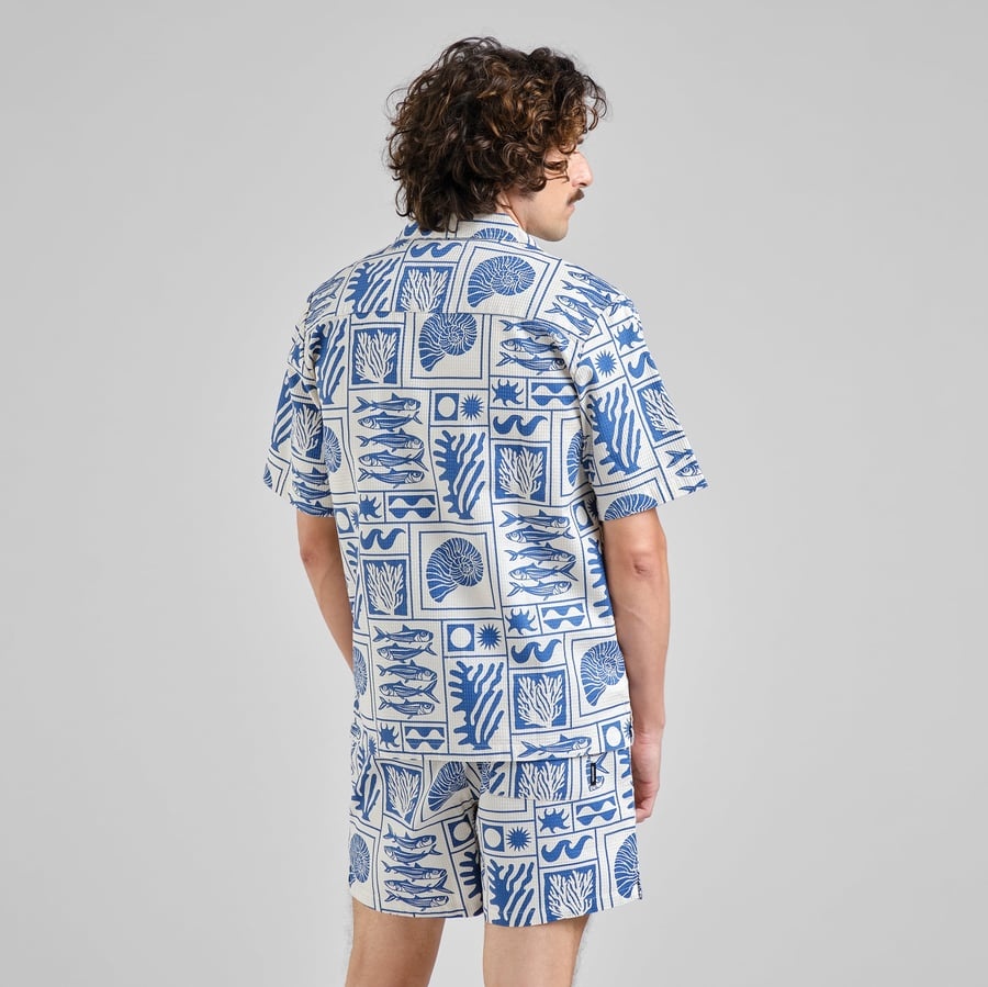 Dedicated Dedicated Shirt Marstrand Ocean Squares Oat Wit