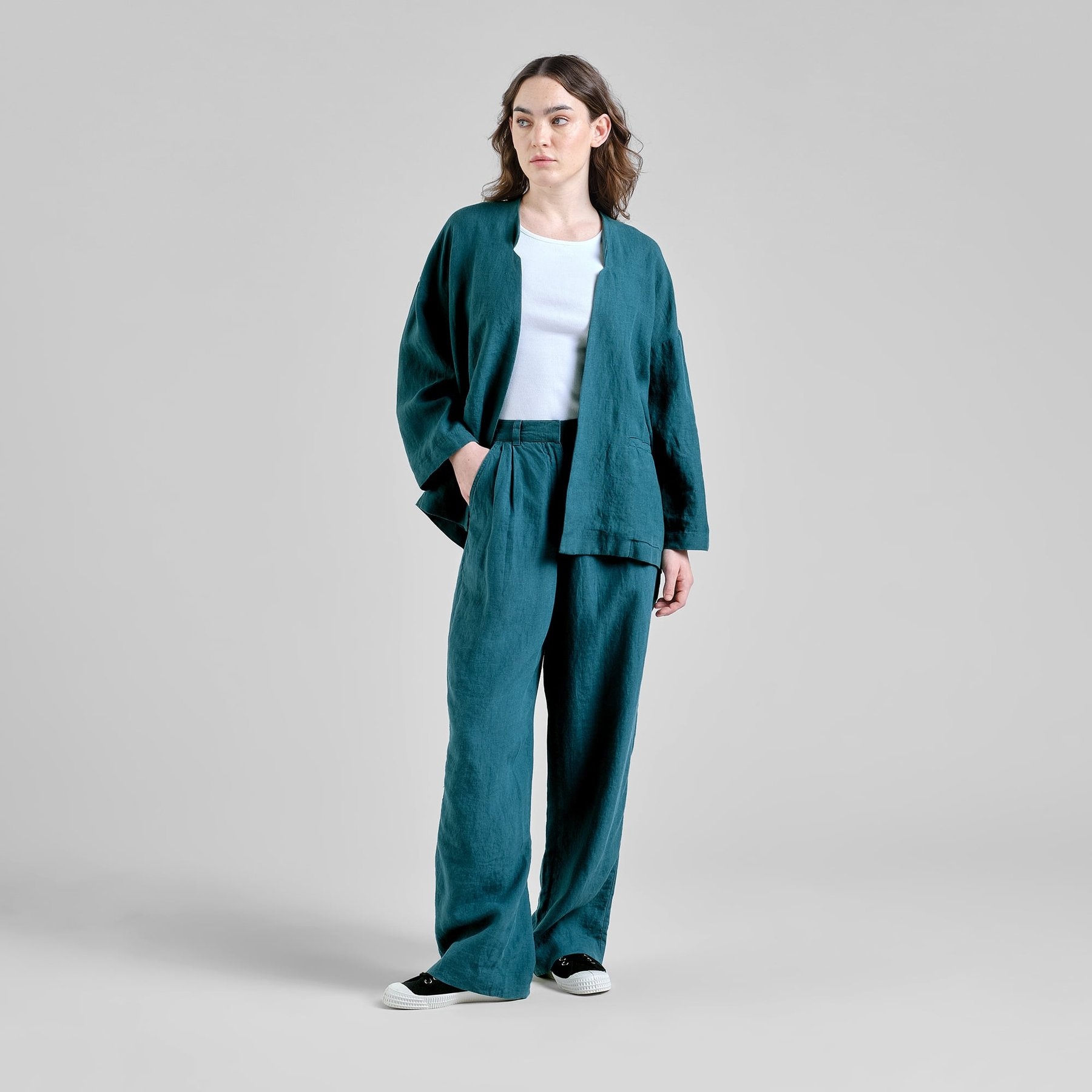 Dedicated Dedicated Pants Vickleby Linen Mediterranea Green