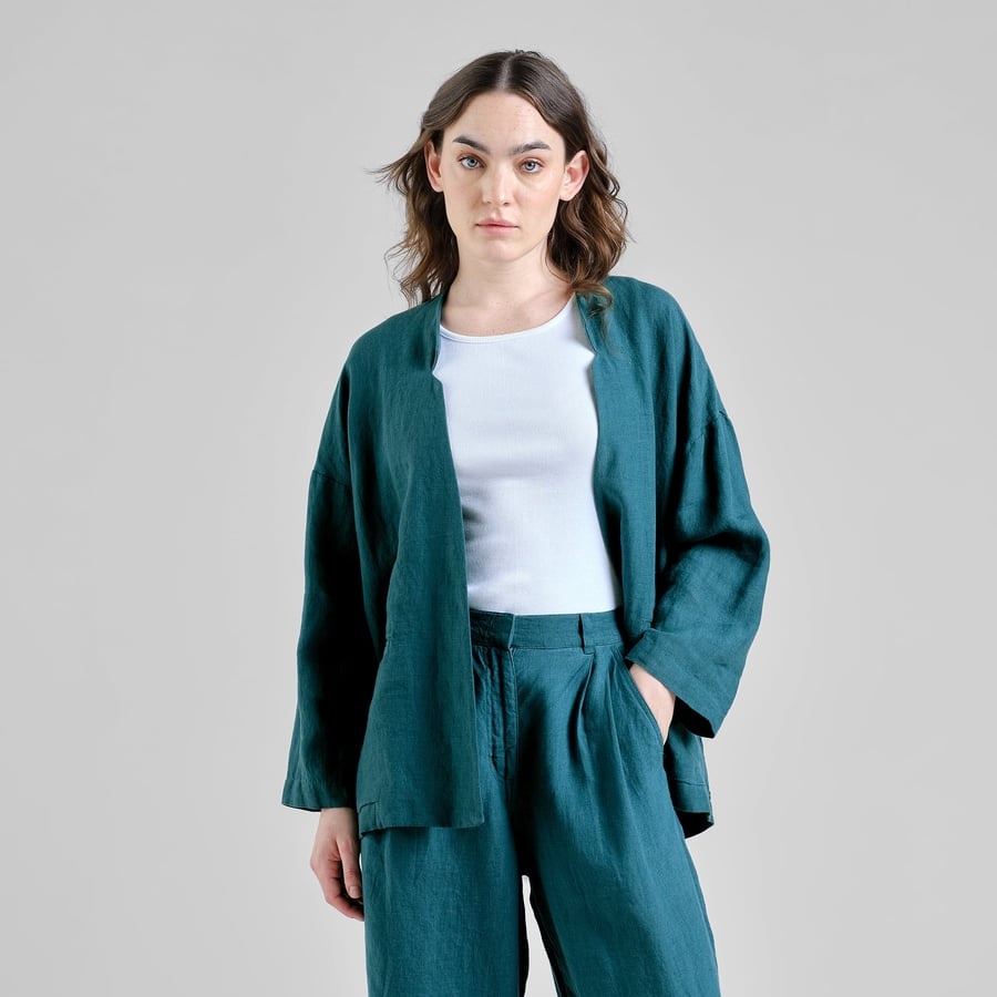 Dedicated Dedicated Loose Blazer Tanto Linen Mediterranea Green