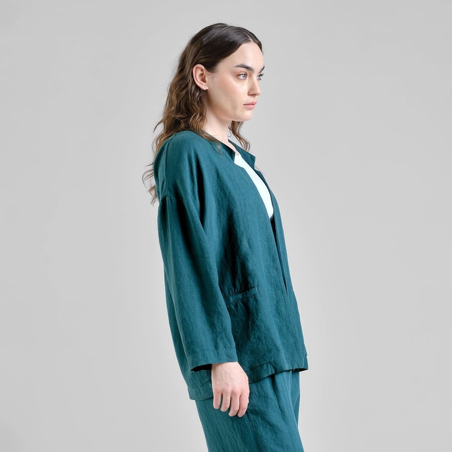 Dedicated Dedicated Loose Blazer Tanto Linen Mediterranea Green