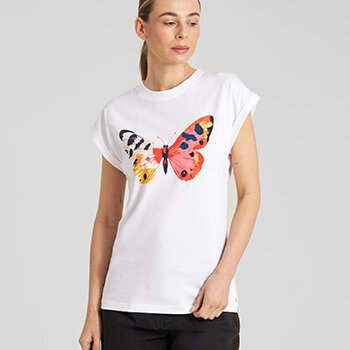 Dedicated T-Shirt Visby Painted Butterfly Wit
