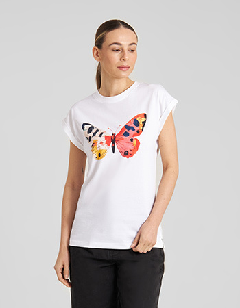 Dedicated Dedicated T-Shirt Visby Painted Butterfly White