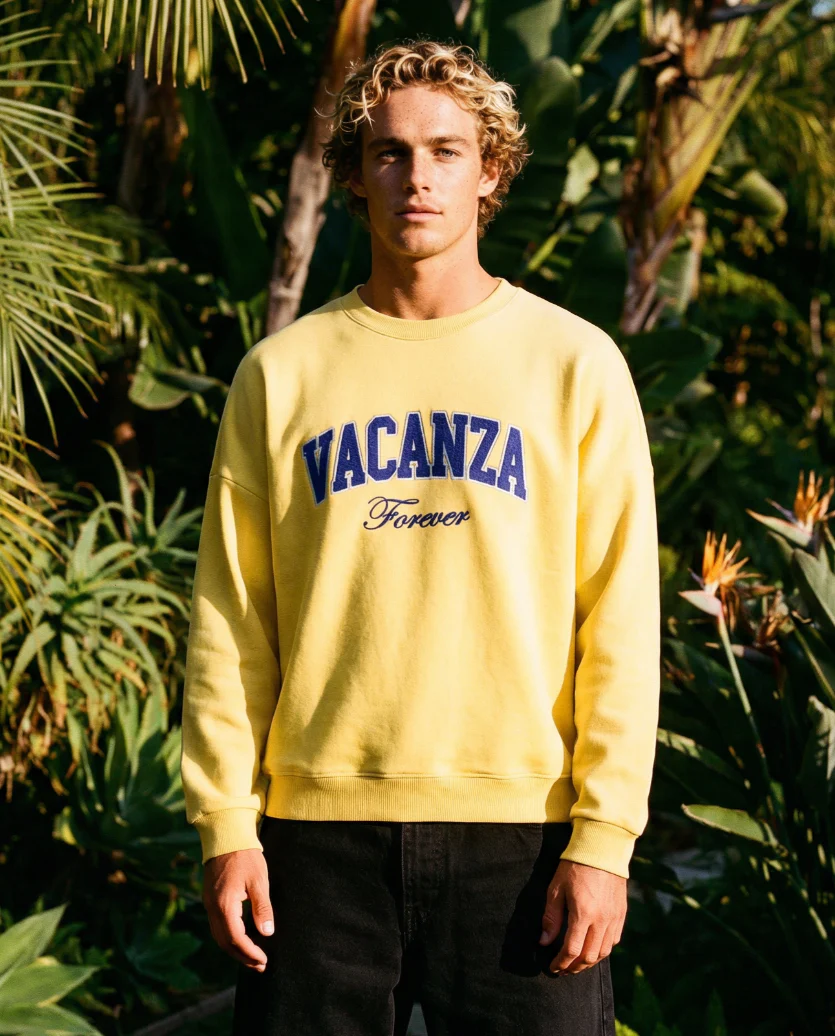 On Vacation On Vacation Vacanza Collage Sweater Sunshine Yellow