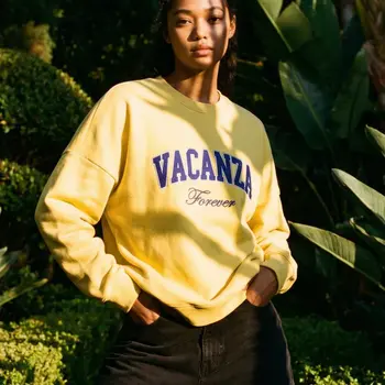 On Vacation Vacanza Collage Sweater Sunshine Yellow